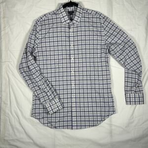 Men's J. CREW Slim Flex Wrinkle Free Blue Purple Check Long Sleeve Button Down L